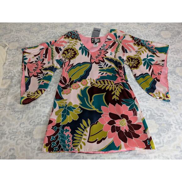 NWT Meghan Los Angeles 100% Silk Kimono Mini Dress Size 6 - Picture 6 of 14
